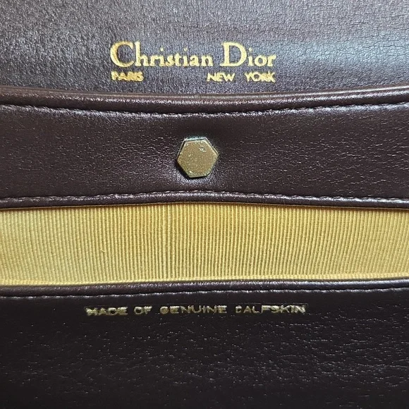 DIOR Rare 1970s Collectable Brown leather 2-way shoulder/clutch bag excellent - Picture 5 of 17